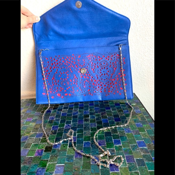 Handbags - NWOT Bright Blue & Pink Crossbody Bag